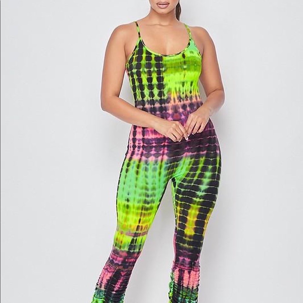 Spaghetti Strap Jumpsuit with Stack-up Bottom